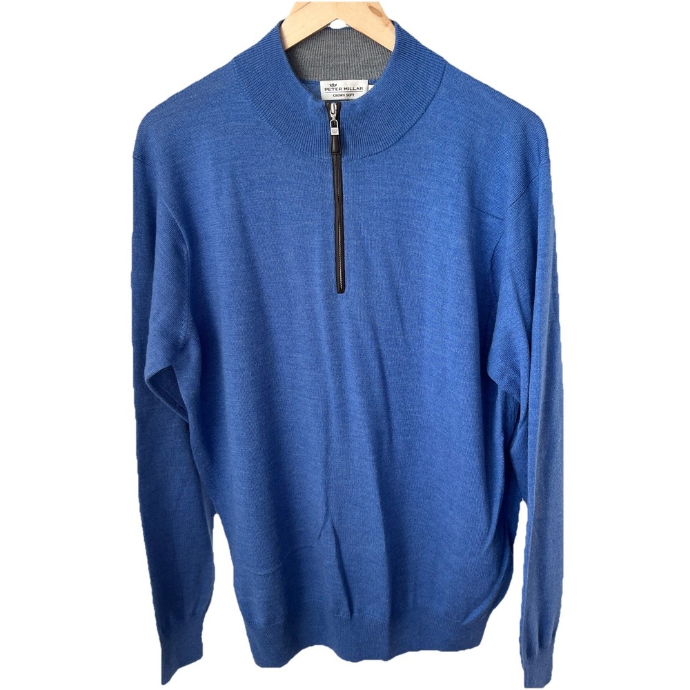 Peter Millar Excursionist Flex Quarter Zip Merino Wool Silk Sweater Mens Large